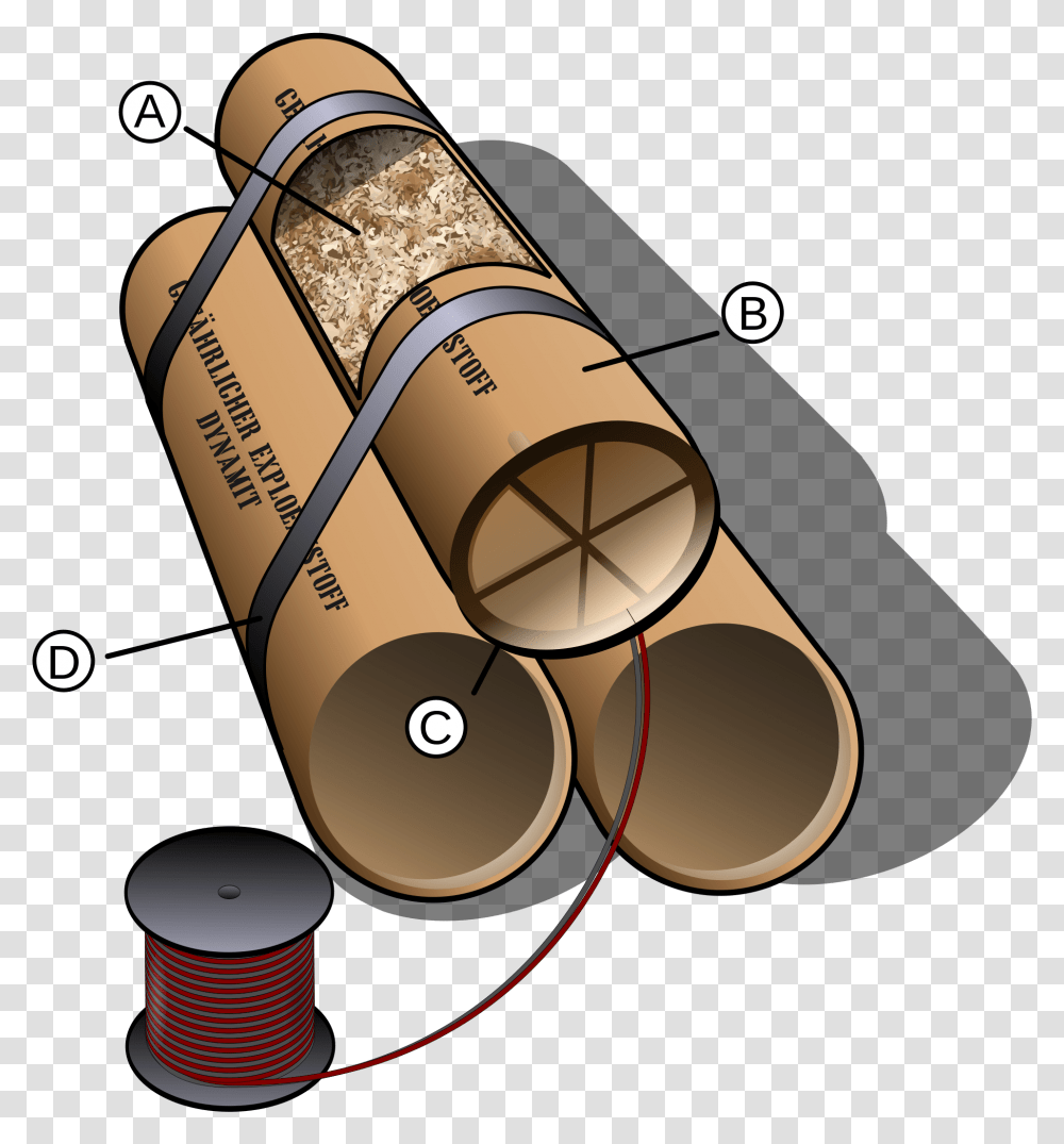 Dynamite Details Parts Of A Dynamite, Bomb, Weapon, Weaponry Transparent Png