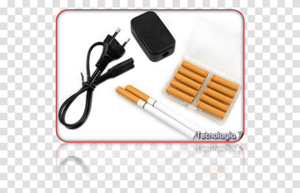 E Cigarette With Cigarette Form, Adapter, Plug Transparent Png
