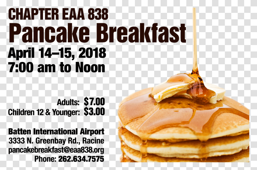 Eaa Chapter 838 Pancake Breakfast Fliers On Pancake, Bread, Food, Burger, Seasoning Transparent Png