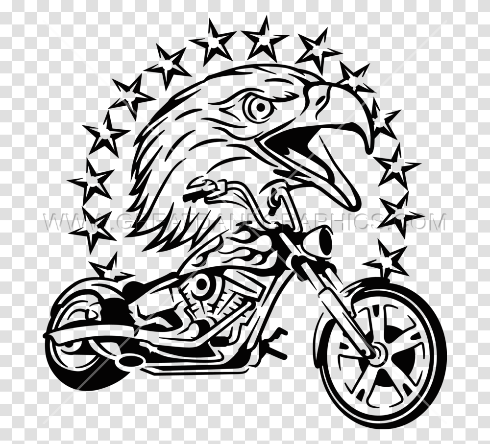 Eagle Chopper Production Ready Artwork For T Shirt Printing, Wheel, Machine, Bicycle, Vehicle Transparent Png