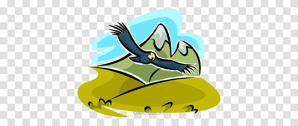 Eagle Flying With Mountains Royalty Free Vector Clip Art, Animal, Sea Life, Manta Ray, Fish Transparent Png