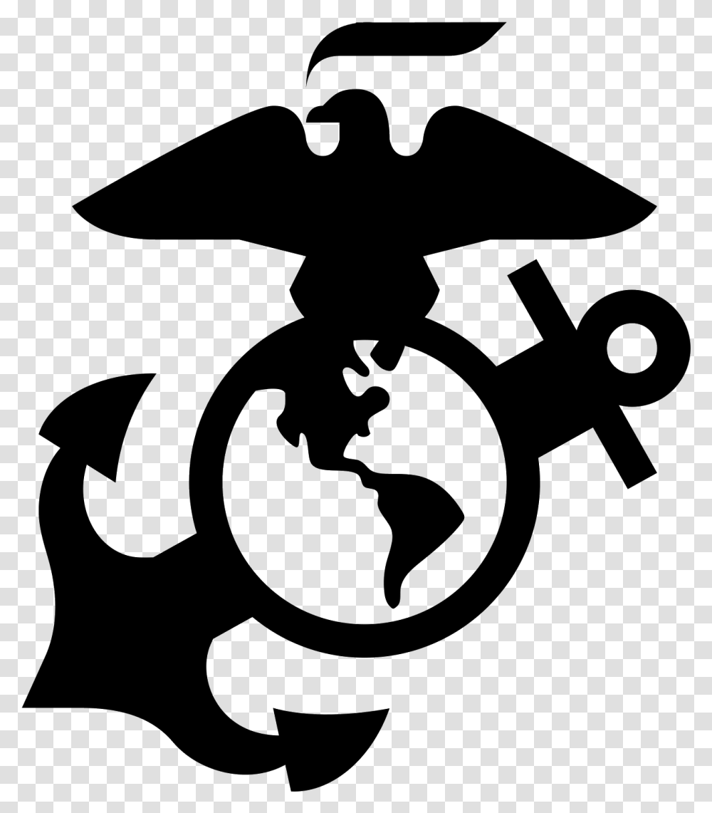 Eagle Globe Anchor Marine Corps Black And White, Gray, World Of Warcraft Transparent Png