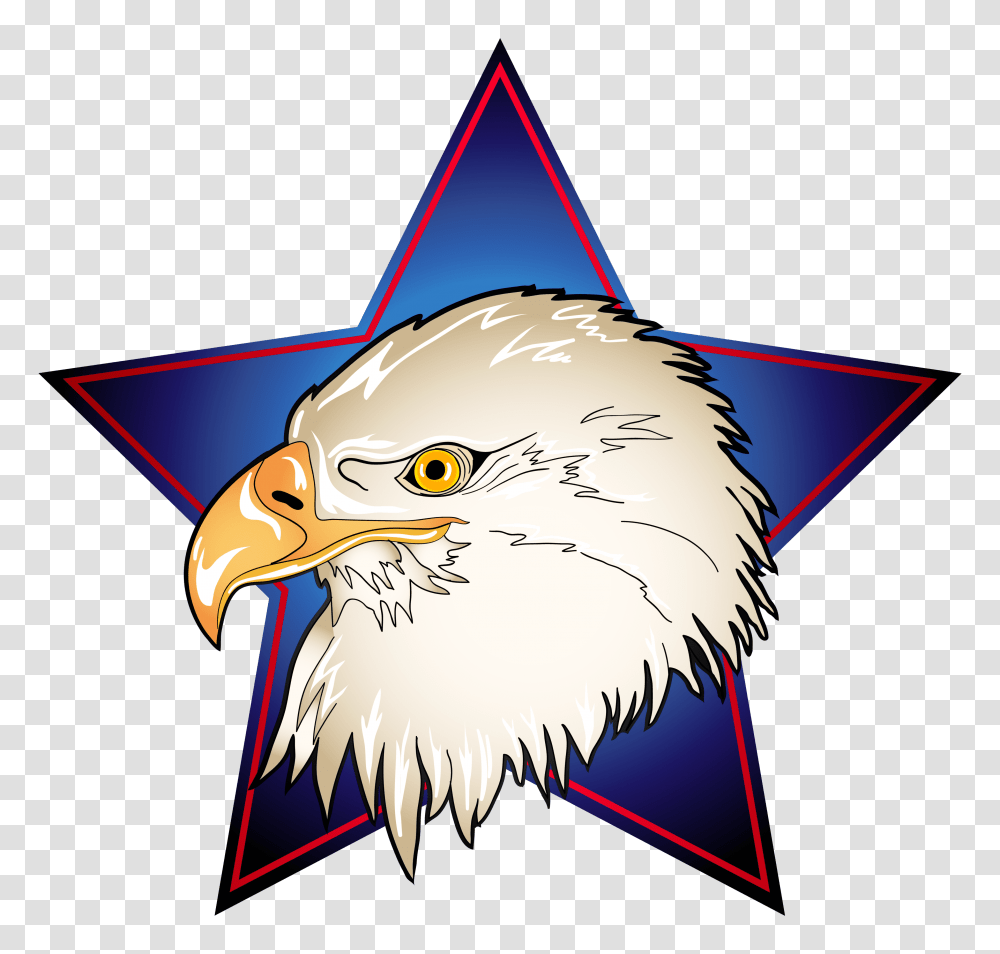 Eagle Head In Blue Star Clip Art Image, Bird, Animal, Logo Transparent Png