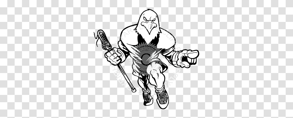 Eagle Holding Lacrosse Stick And Pointing, Hand, Person, Human, Stencil Transparent Png
