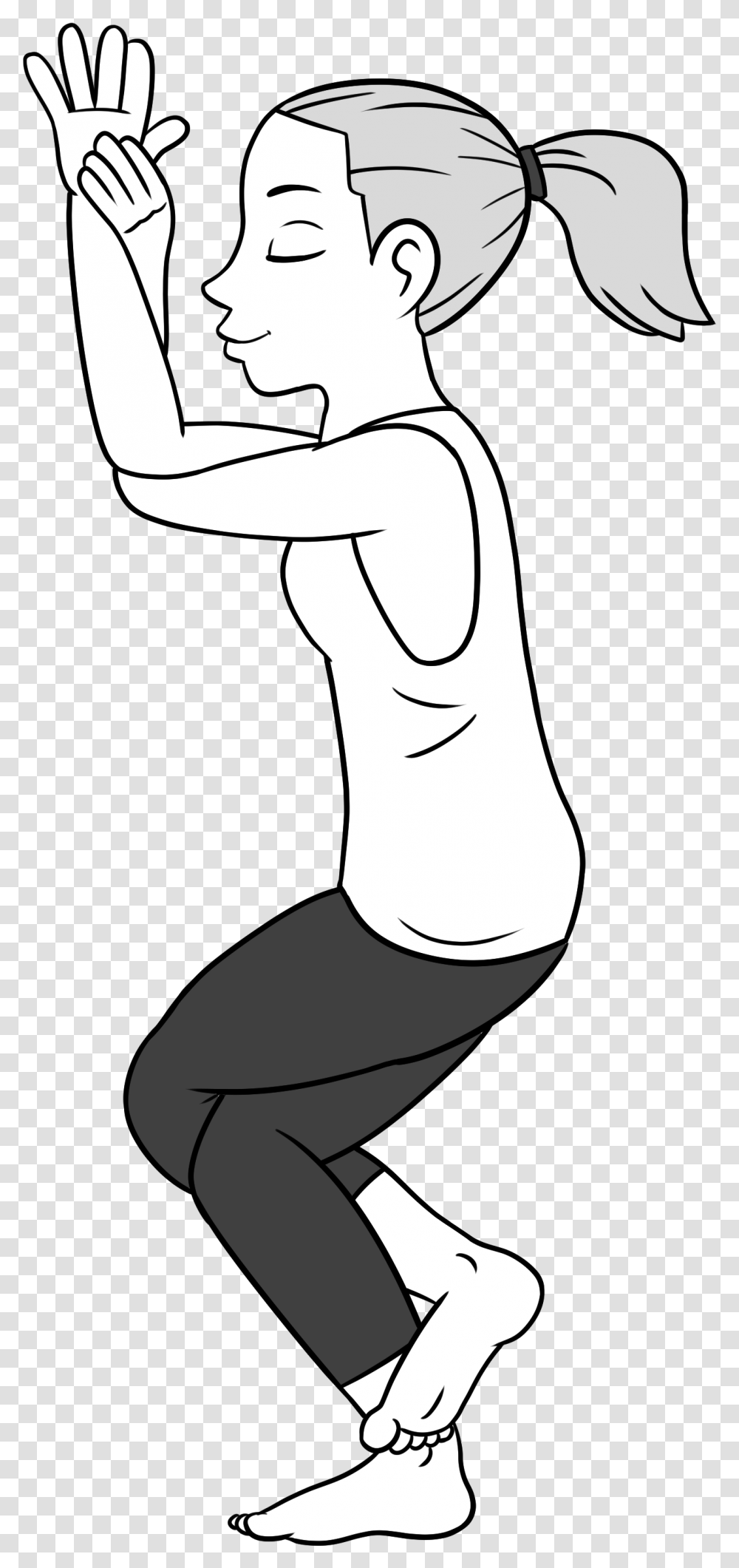 Eagle Pose For Hip And Shoulder Stretching Line Art, Person, Human, Animal, Arm Transparent Png