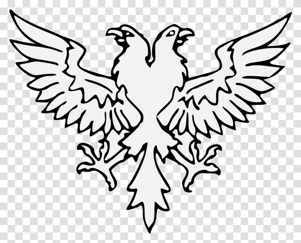 Eagle Traceable Heraldic Art Rising Eagle Svg Clipart, Emblem, Stencil, Bird Transparent Png