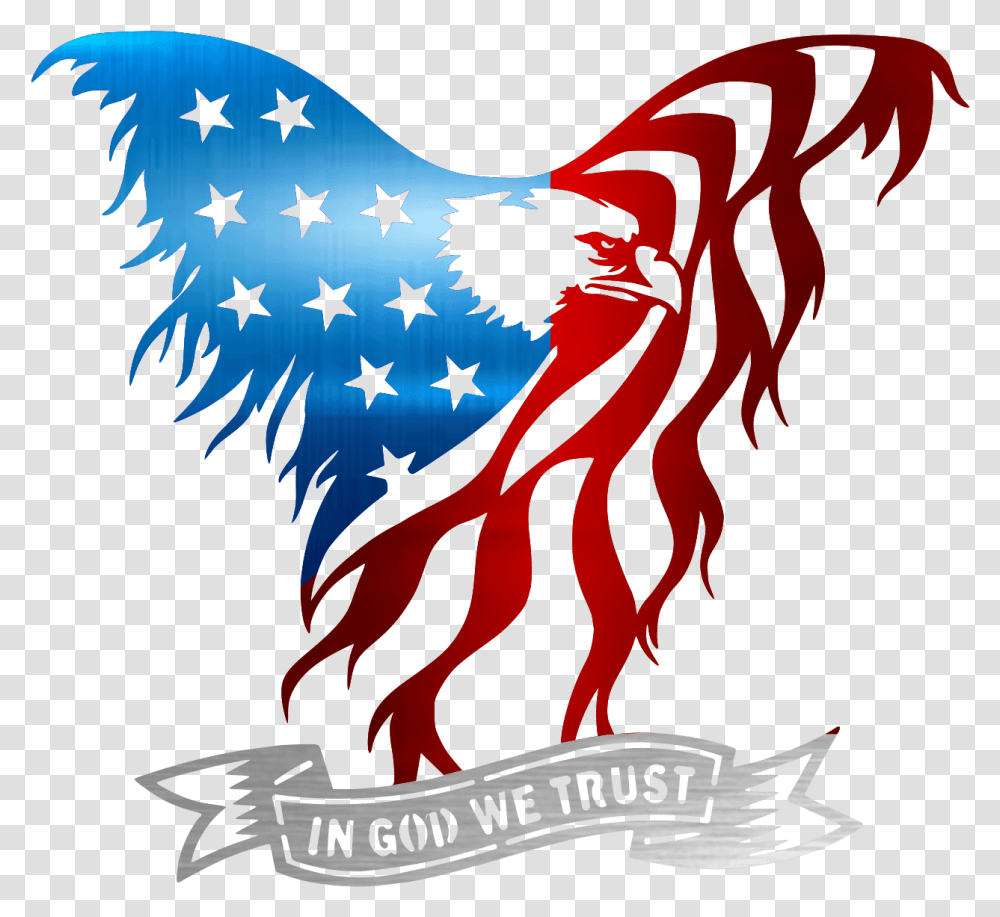 Eagle With American Flag In God We Trust, Emblem, Poster, Advertisement Transparent Png
