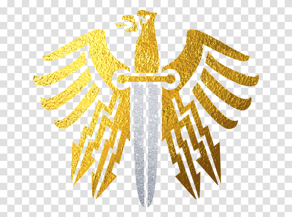 Eagle With Sword Logo, Cross, Emblem, Trademark Transparent Png