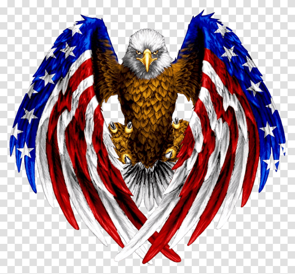 Eagle With The American Flag, Bird, Animal, Bald Eagle Transparent Png