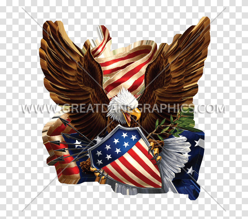 Eagle With Us Shield, Flag, Chicken, Poultry Transparent Png