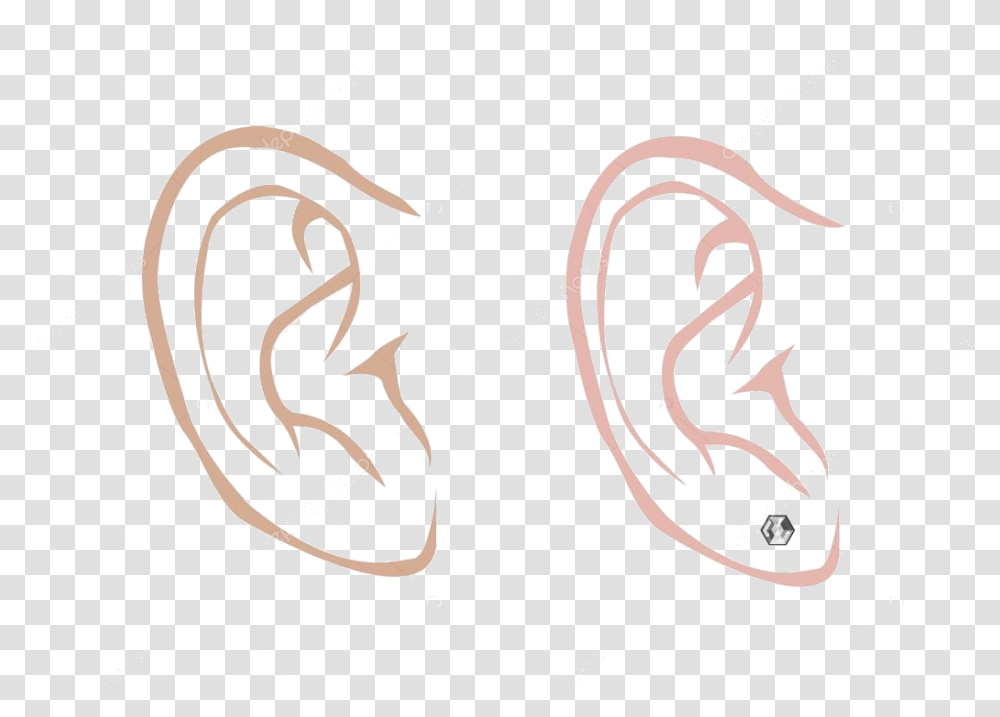 Ear Male And Female With Diamond Earring In Outline Ears Sketch Male, Coffee Cup, Mouth, Lip Transparent Png