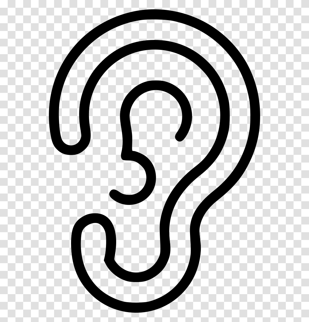 Ear Sound Hear Biology Anatomy Medicine Line Art, Number, Stencil Transparent Png