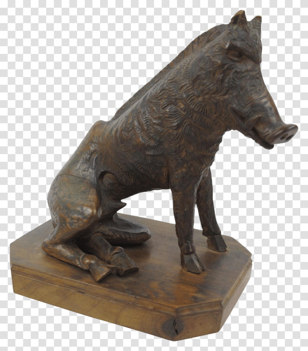 Early 20th Century Antique Italian Carved Wood Warthog Figurine Animal Figure, Dinosaur, Reptile, Sculpture, Statue Transparent Png