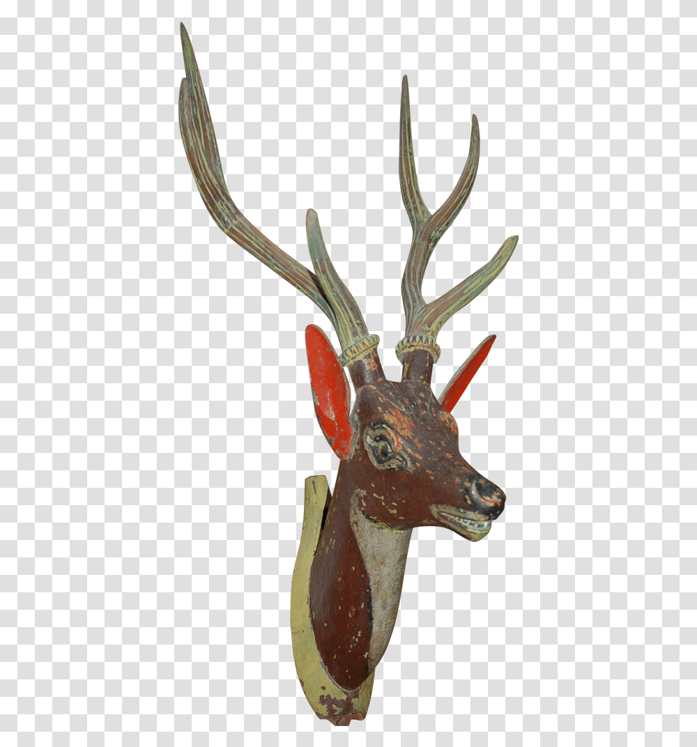 Early Fine Carved Wood Painted Deer Head Wall Plaque Deer, Antelope, Wildlife, Mammal, Animal Transparent Png