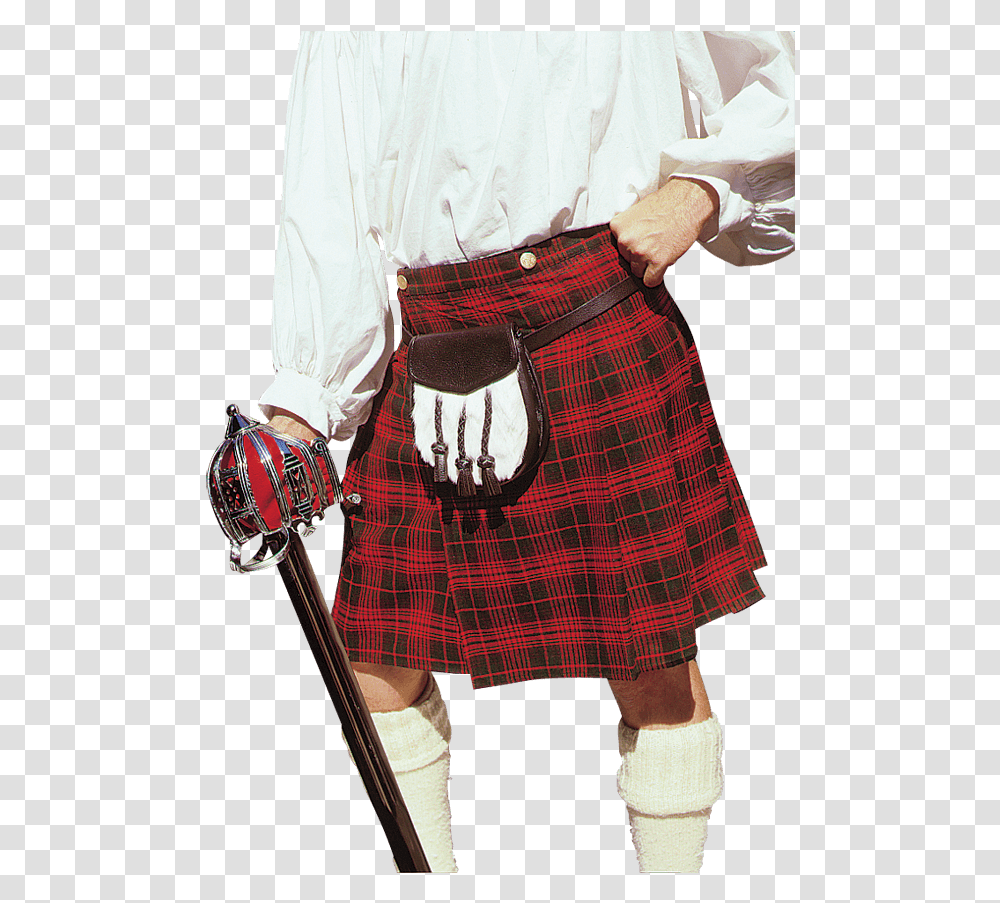 Early Scottish Kilt Kilt Sword, Apparel, Skirt, Tartan Transparent Png