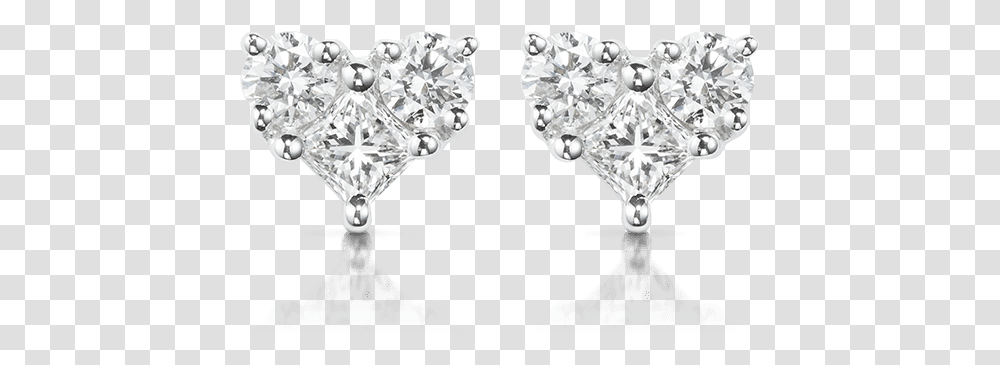 Earrings Delicate Illusion Heart Shape Diamond Stud Heart Illusion Diamond Earrings, Accessories, Accessory, Jewelry, Gemstone Transparent Png