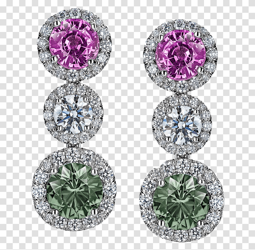 Earrings Green And Pink, Accessories, Accessory, Jewelry, Diamond Transparent Png