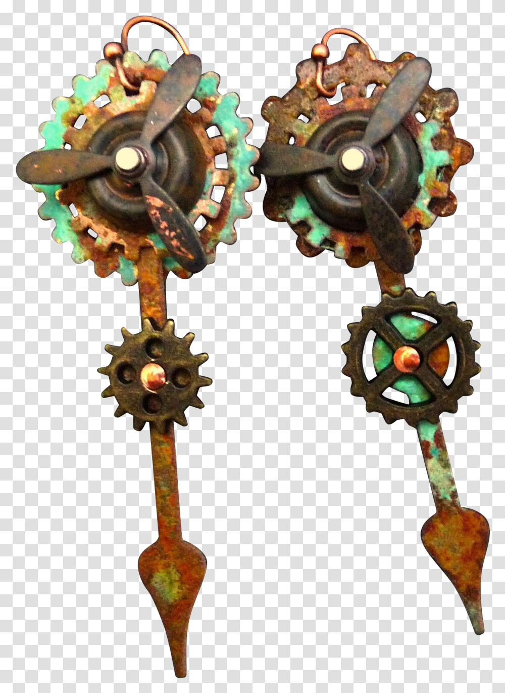 Earrings, Machine, Gear, Cross Transparent Png