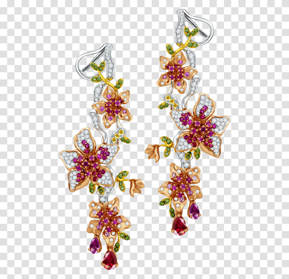 Earrings, Pattern, Embroidery, Floral Design Transparent Png