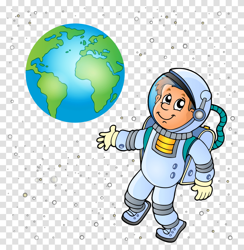 Earth Cartoon Space And Astronauts Clipart, Outer Space, Astronomy, Universe, Person Transparent Png