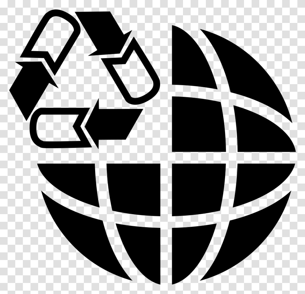 Earth Grid With Recycle Symbol, Stencil, Grenade, Bomb, Weapon Transparent Png