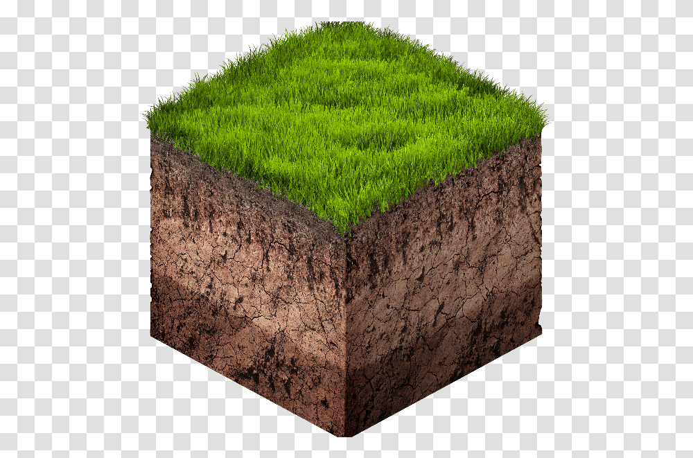 Earth Ground And Grass Cube Cross Section Isometric, Brick, Rug, Plant, Crystal Transparent Png