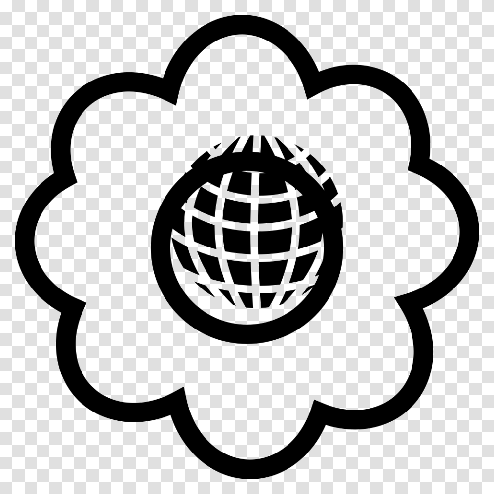 Earth Shape In A Flower Outline Icon Sheep, Stencil, White, Texture Transparent Png