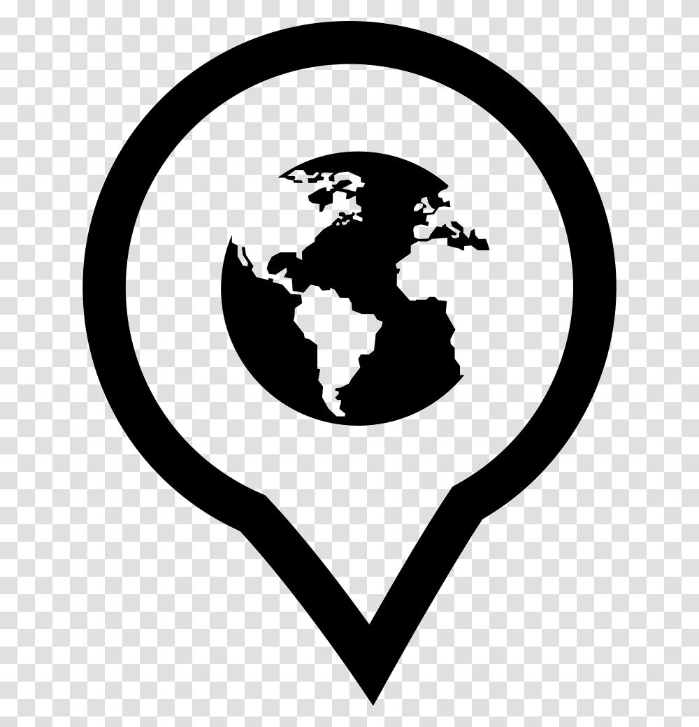 Earth Symbol In Placeholder Globe Black And White, Stencil, Painting, Light, Rug Transparent Png