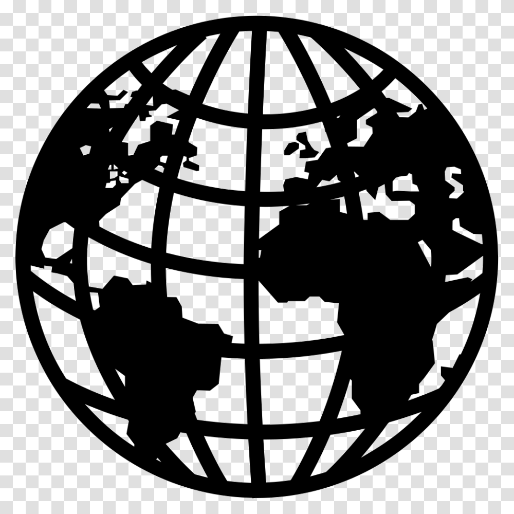 Earth Symbol With Continents And Grid Comments Earth Grid Black And White, Outer Space, Astronomy, Universe, Planet Transparent Png