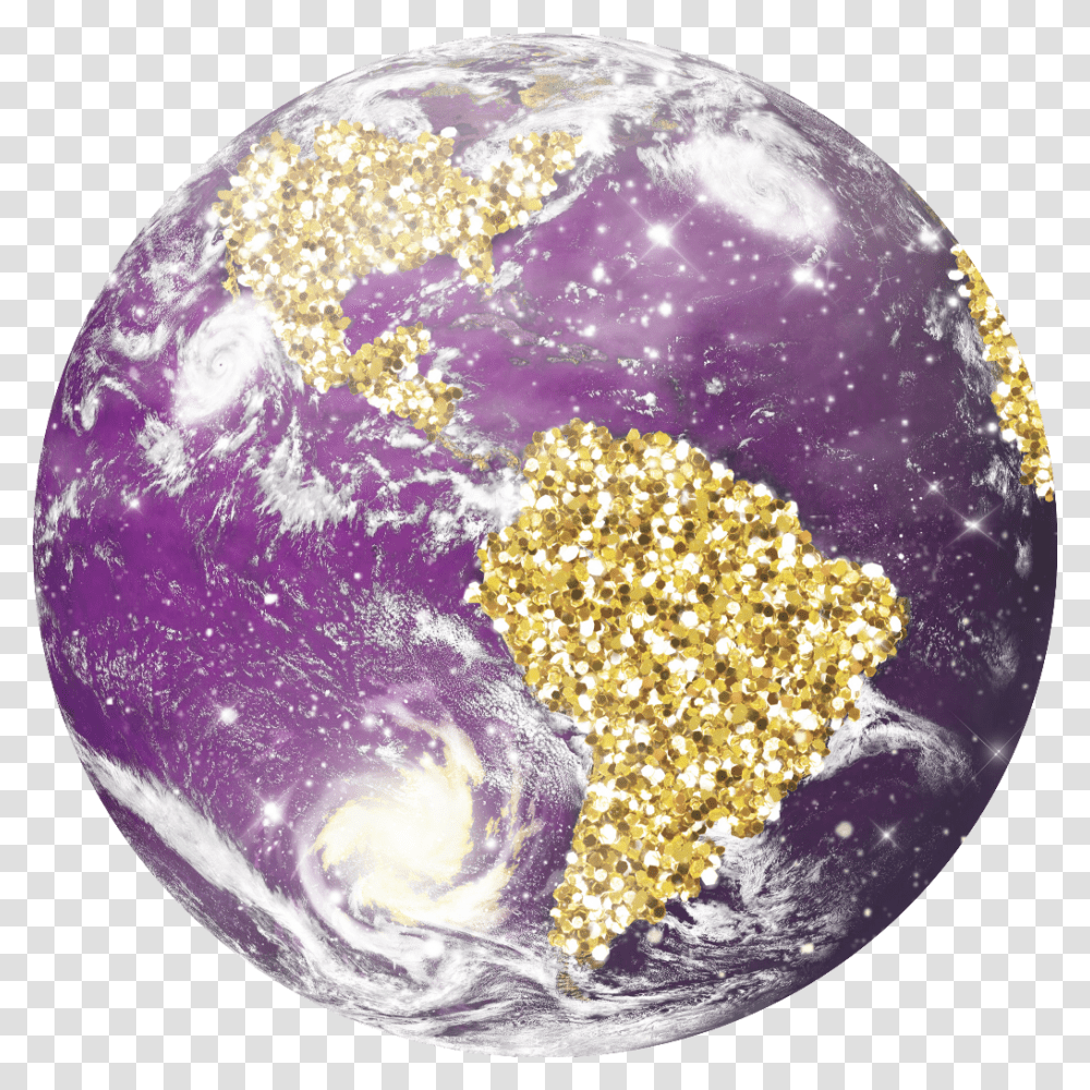 Earth World Globe Planet Sparkle Glitter Gold World Images Hd, Outer Space, Astronomy, Universe Transparent Png