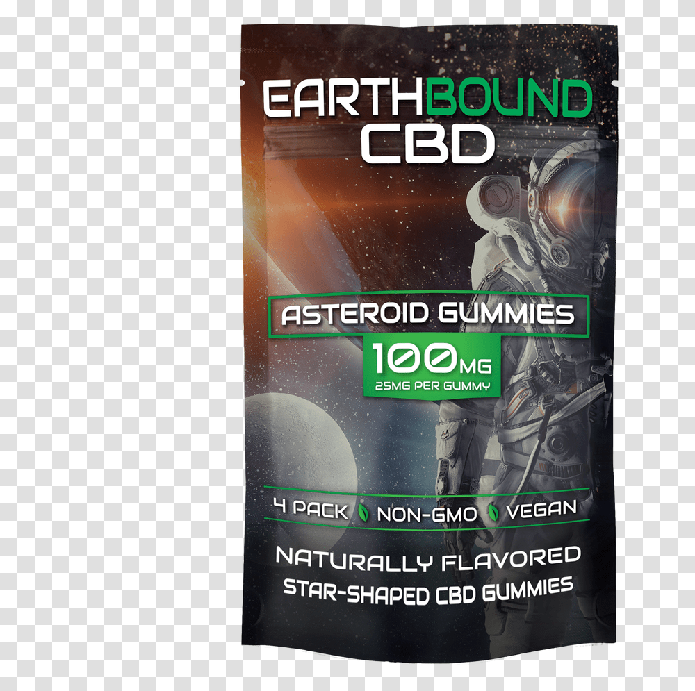 Earthbound Cbd Asteroid Gummies 100mg Flyer, Bottle, Poster, Advertisement, Paper Transparent Png