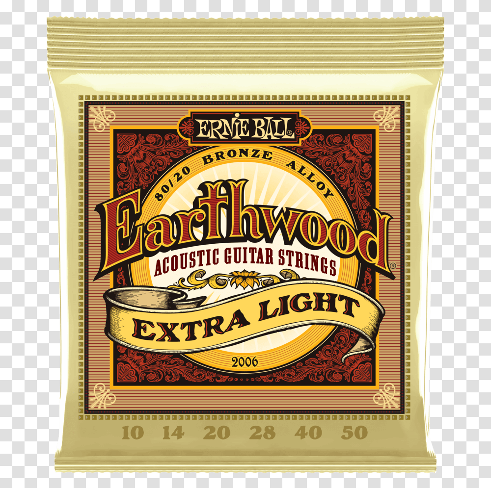 Earthwood Extra Light 8020 Bronze Acoustic Guitar Ernie Ball Acoustic Extra Light, Label, Poster, Lager Transparent Png