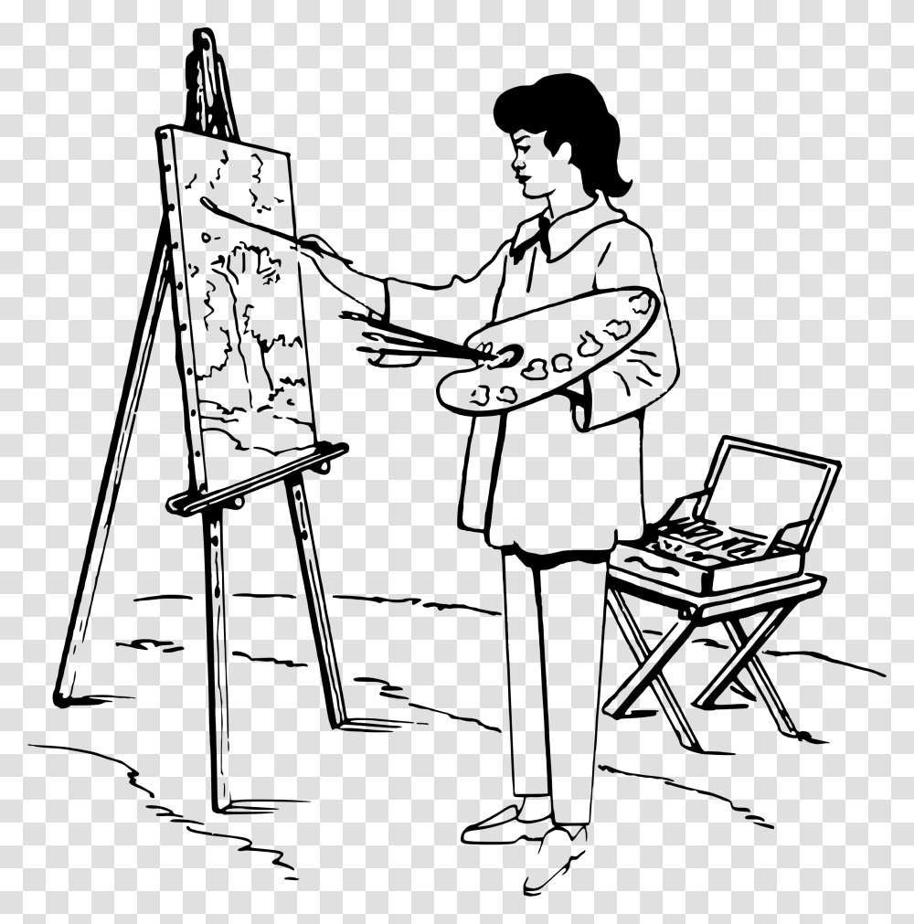 Easel Clipart Black And White Drawing Of Someone Drawing, Gray, World Of Warcraft Transparent Png