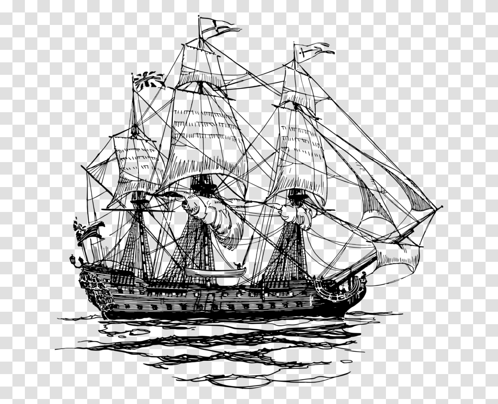 East Clipper Black And White Pirate Ship, Gray, World Of Warcraft Transparent Png