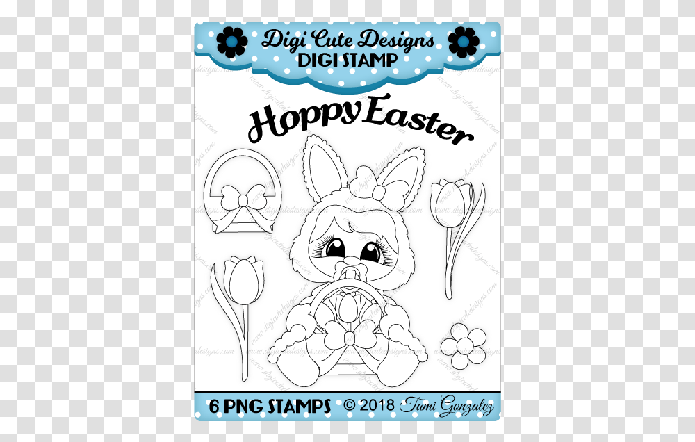 Easter Baby Bunny Digi Stamp Easter Bunny Flower Independence Day, Doodle, Drawing, Poster Transparent Png