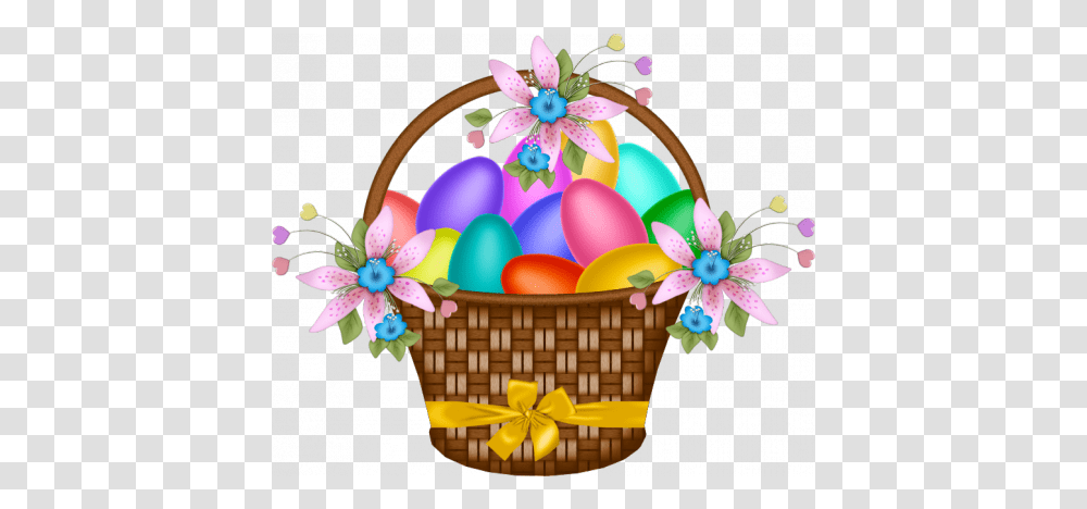 Easter Basket With Yellow Ribbon Easter Egg Baskets, Food Transparent Png