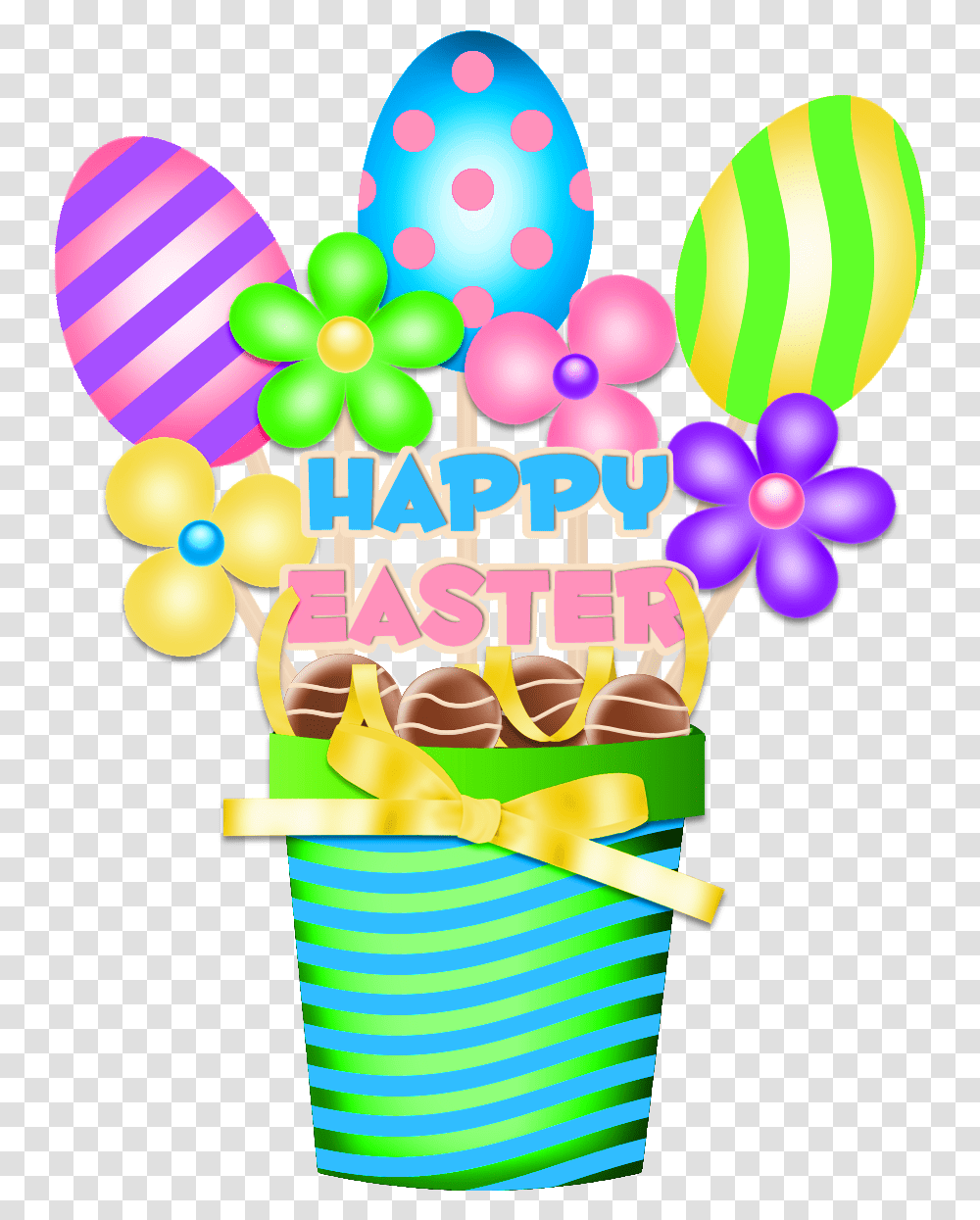 Easter Bucket Decoration Clipart Picture Happy Easter Decorations Clipart, Balloon, Food Transparent Png