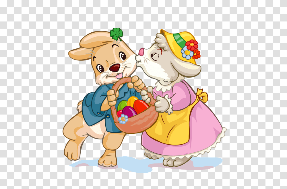 Easter Bunnies With Egg Basket Clipart Egg, Performer, Face, Leisure Activities Transparent Png