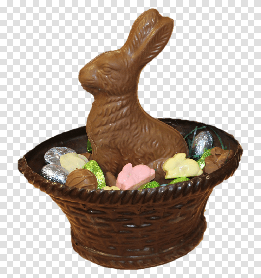 Easter Bunny Chocolate Basket, Sweets, Food, Confectionery, Dessert Transparent Png