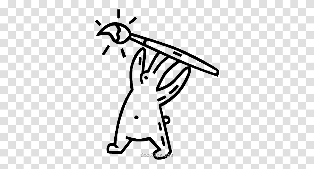 Easter Bunny With A Paint Brush Royalty Free Vector Clip Art, Bird, Animal, Appliance Transparent Png