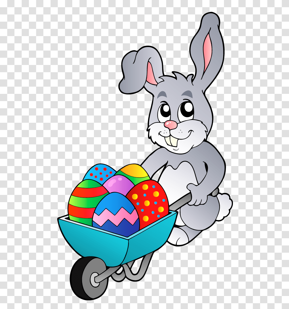 Easter Bunny With Egg Cart Clipart Picture, Food, Easter Egg Transparent Png