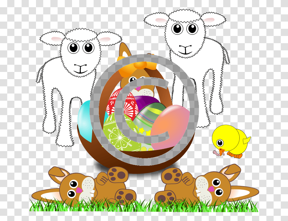 Easter Bunny With Eggs Sheep And Chick Easter Egg, Animal, Mammal, Art, Graphics Transparent Png