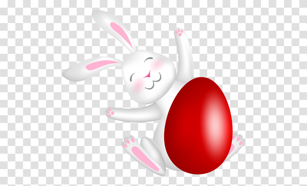 Easter Bunny With Red Egg Clip Art, Toy, Plant, Food, Animal Transparent Png