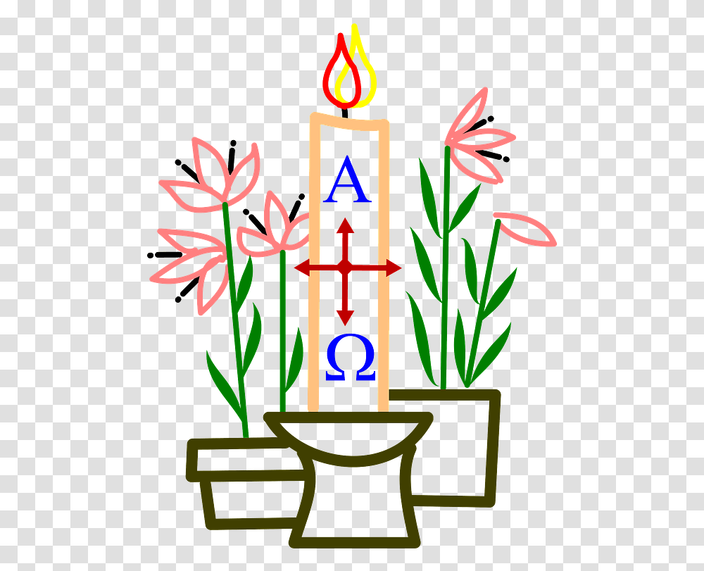 Easter Candle And Flowers Clipart Clip Art Paschal Candle, Light, Alphabet Transparent Png