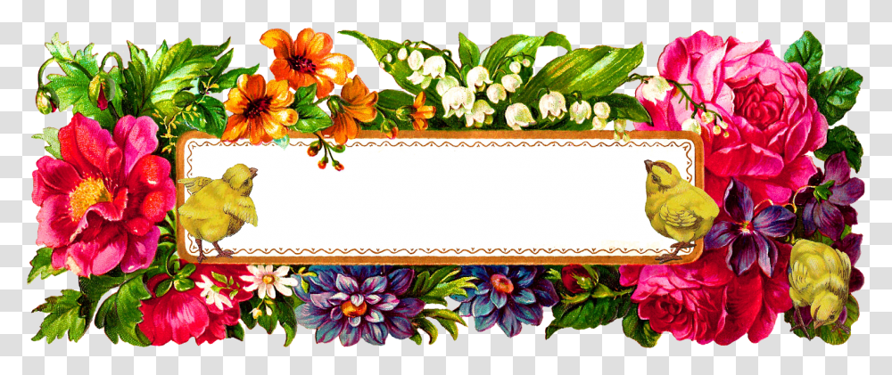 Easter Chicks Rectangle Floral Frame, Floral Design, Pattern Transparent Png