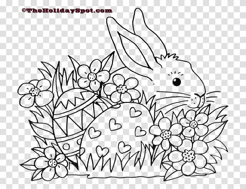 Easter Coloring Pages Black And White Blank Sheets Easter Coloring Sheet, Floral Design Transparent Png