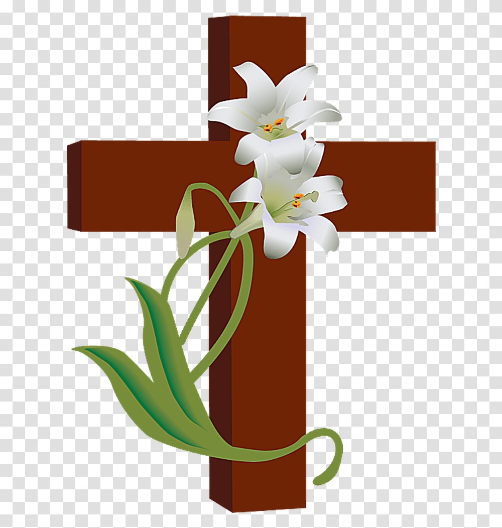 Easter Cross Clipart Catholic Rest In Peace, Plant, Flower, Blossom, Lily Transparent Png