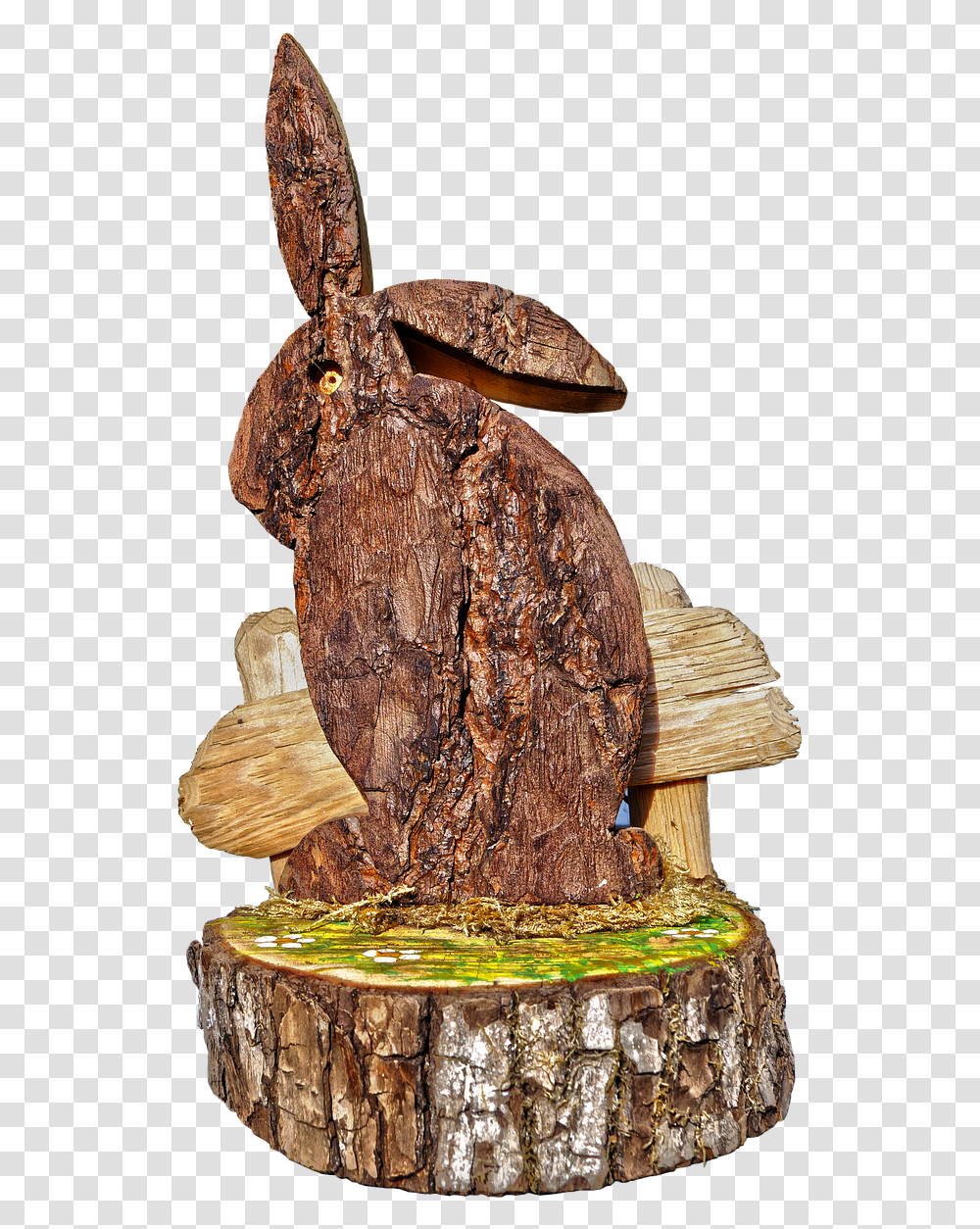 Easter Decoration Easter Hare Free Photo Domestic Rabbit, Wood, Fungus, Plant, Animal Transparent Png