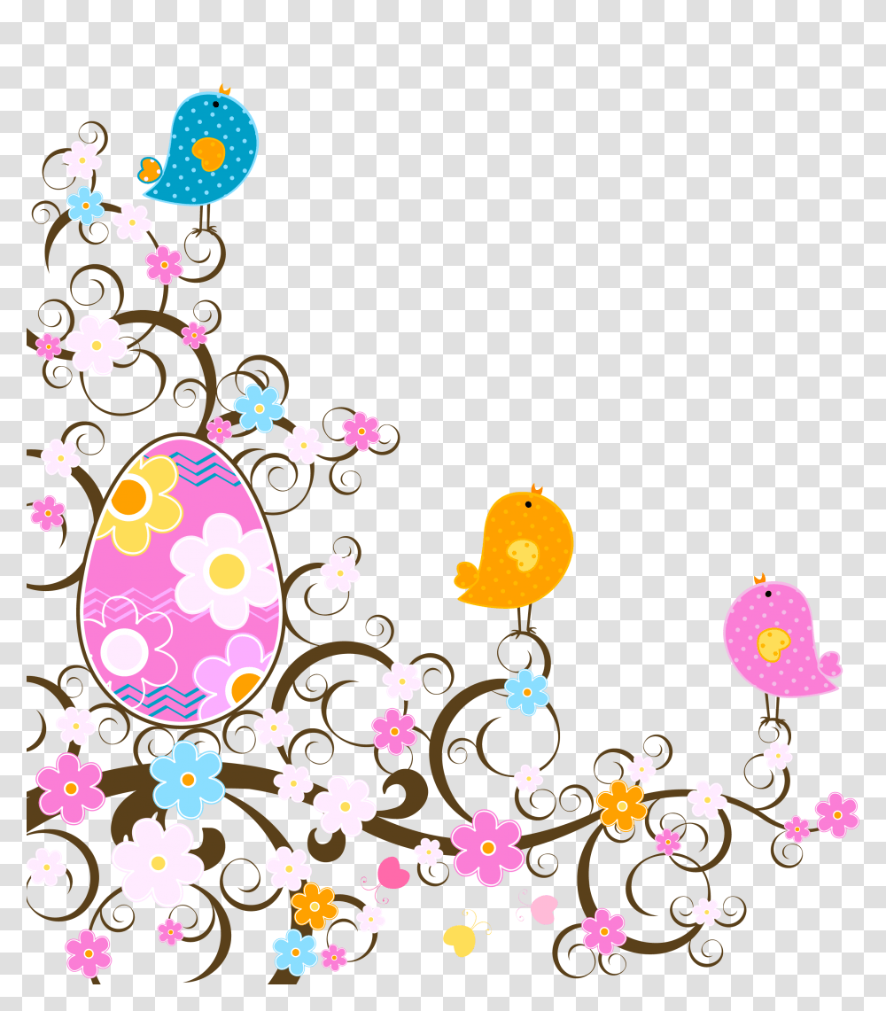 Easter Decoration With Flowers Clipart All, Label, Floral Design Transparent Png