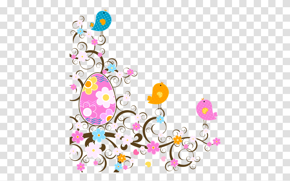 Easter Decoration With Flowers Clipart Easter Border Clipart, Food, Graphics, Egg, Easter Egg Transparent Png